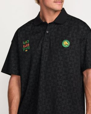 Billabong x Mami Wata Black Star Surf Club Short Sleeve Polo Shirt – Black