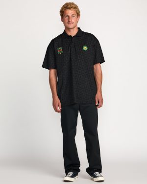 Billabong x Mami Wata Black Star Surf Club Short Sleeve Polo Shirt – Black