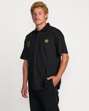 Billabong x Mami Wata Black Star Surf Club Short Sleeve Polo Shirt – Black
