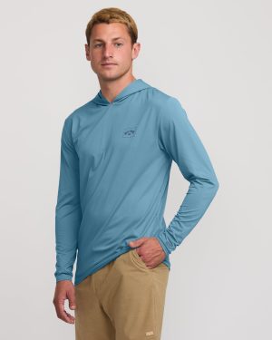 Arch Mesh Long Sleeve Hooded Surf Tee – Bay Blue
