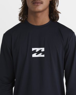 All Day Wave Loose Fit Long Sleeve Surf Tee – Black