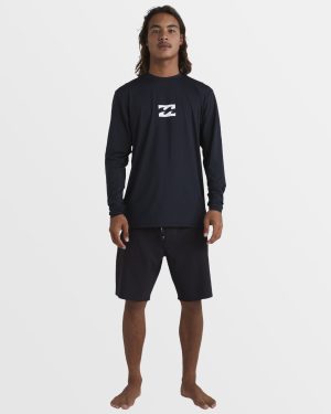 All Day Wave Loose Fit Long Sleeve Surf Tee – Black