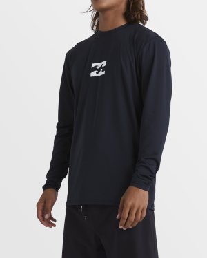All Day Wave Loose Fit Long Sleeve Surf Tee – Black