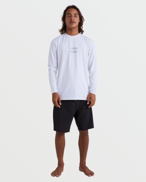 All Day Wave Loose Fit Long Sleeve Surf Tee – White
