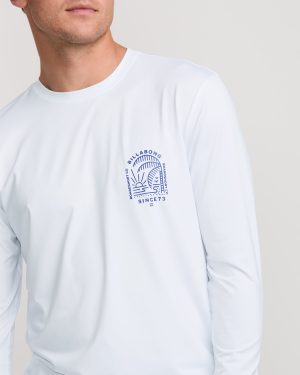 Last Night Loose Fit Long Sleeve Surf Tee – White