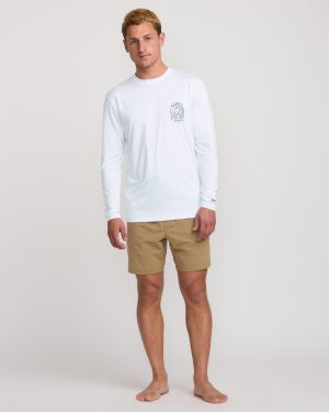Last Night Loose Fit Long Sleeve Surf Tee – White