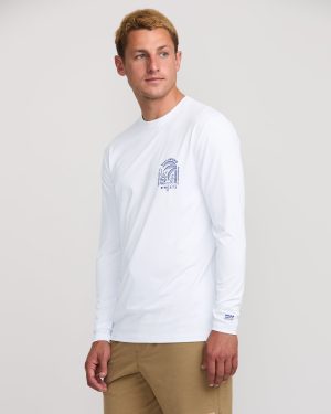Last Night Loose Fit Long Sleeve Surf Tee – White