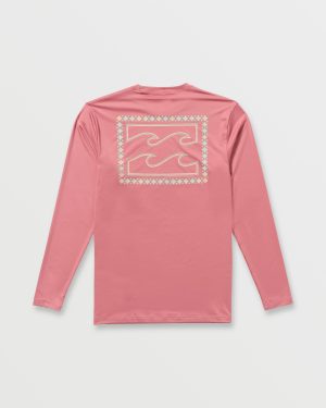 Crayon Wave Loose Fit Long Sleeve Surf Tee – Dusty Pink
