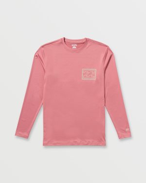 Crayon Wave Loose Fit Long Sleeve Surf Tee – Dusty Pink