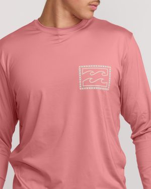 Crayon Wave Loose Fit Long Sleeve Surf Tee – Dusty Pink