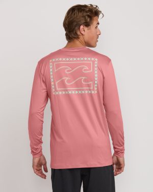 Crayon Wave Loose Fit Long Sleeve Surf Tee – Dusty Pink
