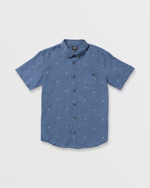 All Day Jacquard Short Sleeve Shirt – Deep Blue