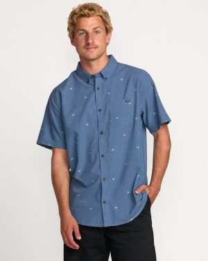All Day Jacquard Short Sleeve Shirt – Deep Blue