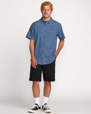 All Day Jacquard Short Sleeve Shirt – Deep Blue