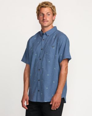 All Day Jacquard Short Sleeve Shirt – Deep Blue