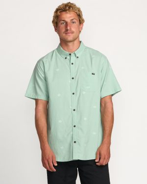All Day Jacquard Short Sleeve Shirt – Seafoam