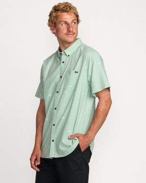 All Day Jacquard Short Sleeve Shirt – Seafoam