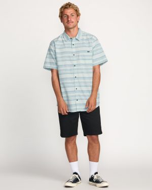All Day Stripe Short Sleeve Shirt – Ash Blue