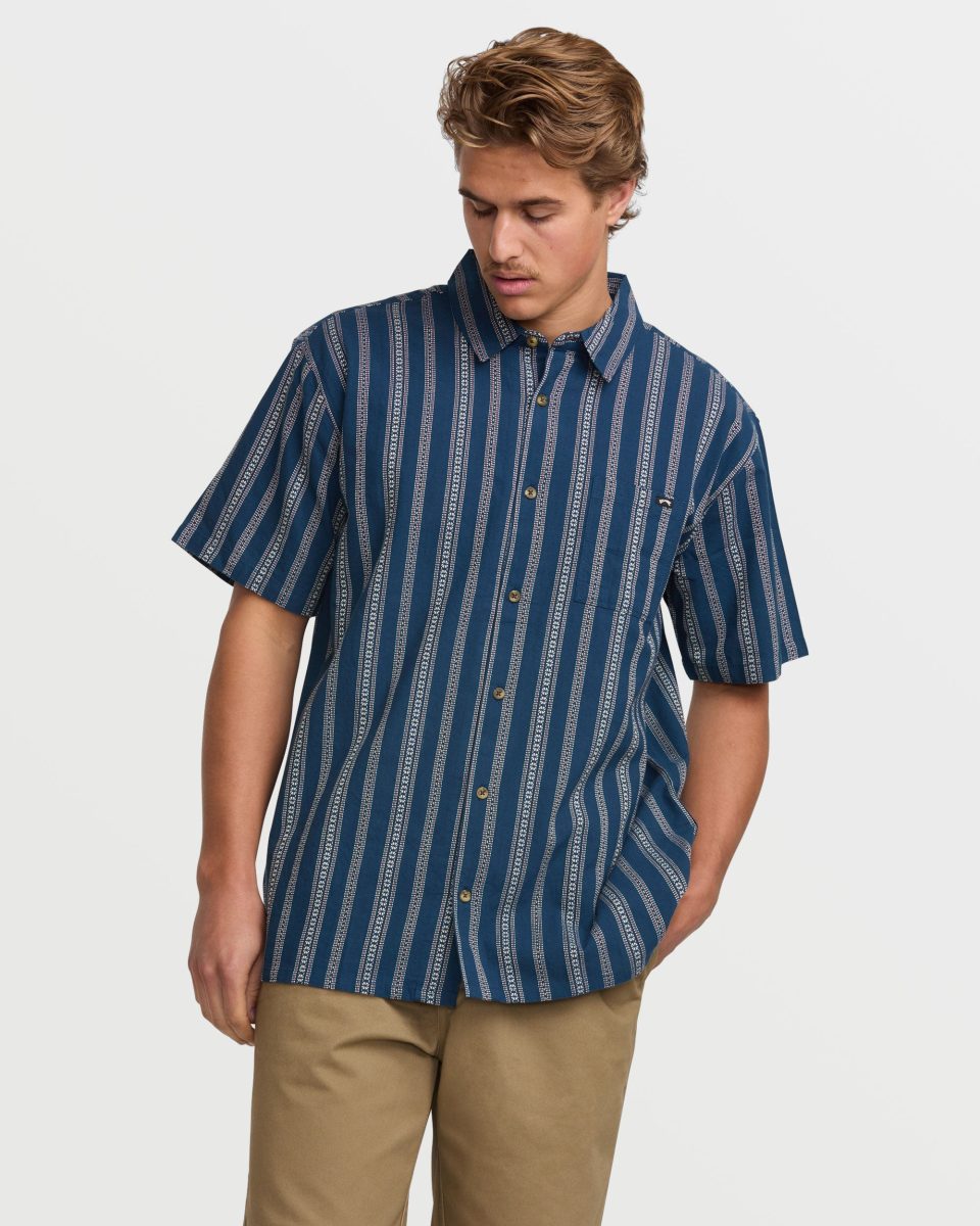 Sundays Jacquard Short Sleeve Shirt - Midnight