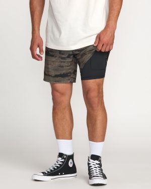 Surftrek Perforated Elastic 17 Hybrid Shorts – Dark Military