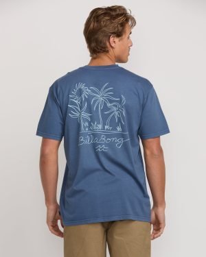 Palms In The Sun Premium Wave Wash Tee – Slate Blue