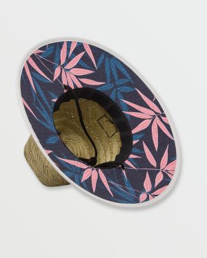 Tides Print Straw Hat – Deep Blue