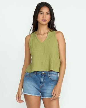 Aya Sun Knit Tank – Avocado