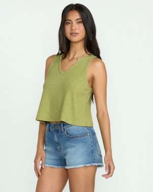 Aya Sun Knit Tank – Avocado