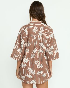 Beach Side Printed Short Sleeve Shirt – Nutmeg