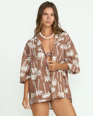 Beach Side Printed Short Sleeve Shirt – Nutmeg