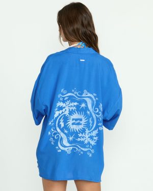 Beach Side Printed Short Sleeve Shirt – True Blue