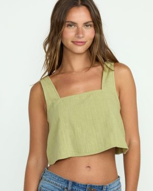 Open Skies Woven Tank – Avocado