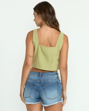 Open Skies Woven Tank – Avocado