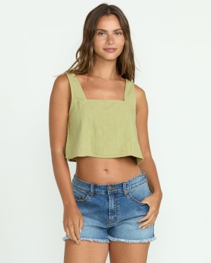 Open Skies Woven Tank – Avocado