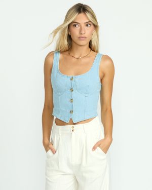 Sunwashed Sleeveless Top – Salt Blue