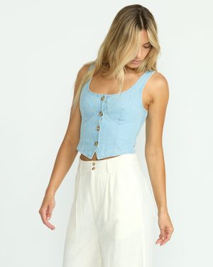 Sunwashed Sleeveless Top – Salt Blue