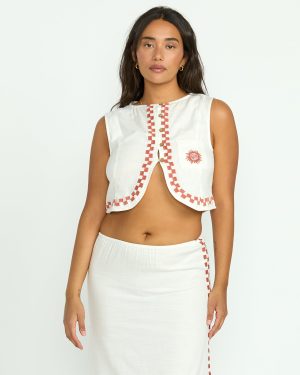 Secret Cove Woven Top – Salt Crystal
