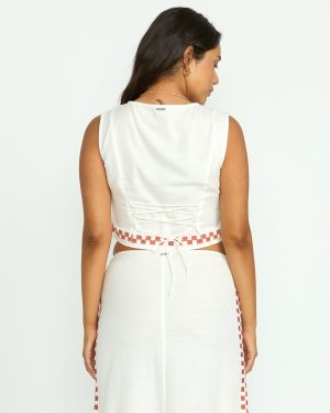 Secret Cove Woven Top – Salt Crystal