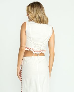 Secret Cove Woven Top – Salt Crystal