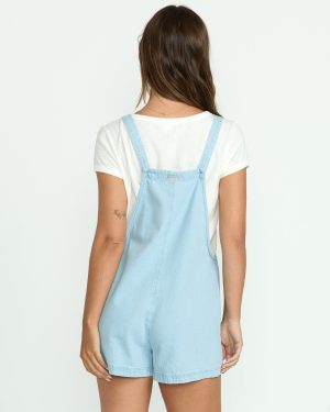 Beach Crush Denim Shortalls – Salt Blue