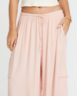 Beach Babe Cargo Elastic Waist Pants – Dusty Peach