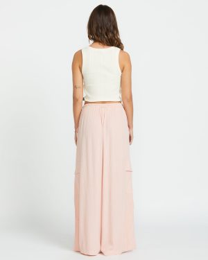 Beach Babe Cargo Elastic Waist Pants – Dusty Peach