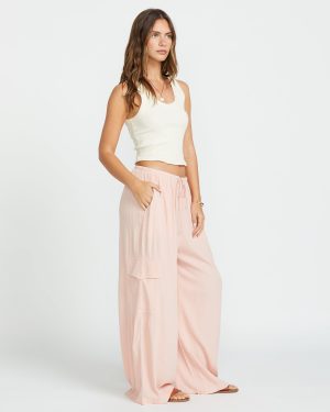Beach Babe Cargo Elastic Waist Pants – Dusty Peach