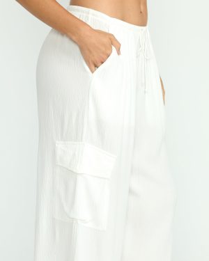 Beach Babe Cargo Elastic Waist Pants – Salt Crystal