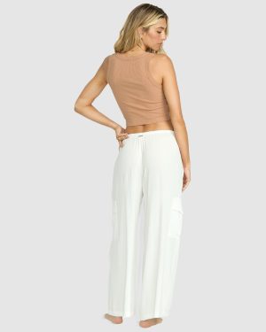 Beach Babe Cargo Elastic Waist Pants – Salt Crystal