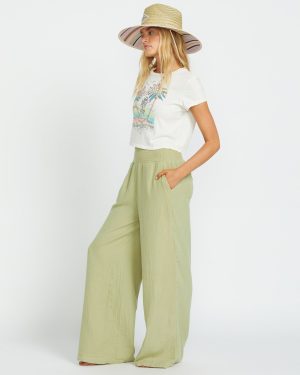 New Waves Gauze Elastic Waist Pants – Avocado