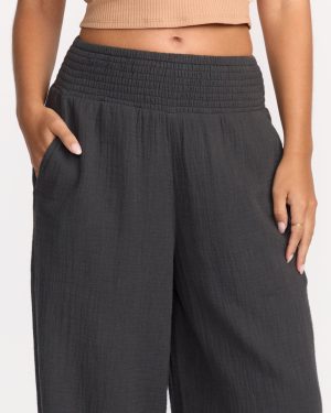 New Waves Gauze Elastic Waist Pants – Black Sands