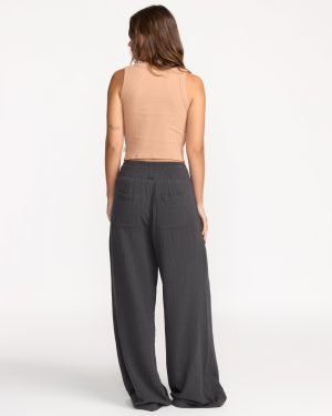 New Waves Gauze Elastic Waist Pants – Black Sands