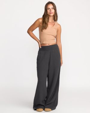 New Waves Gauze Elastic Waist Pants – Black Sands