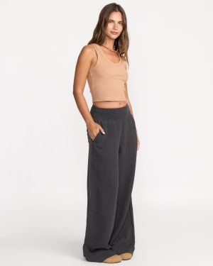 New Waves Gauze Elastic Waist Pants – Black Sands